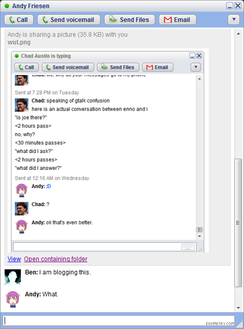 The problem with gtalk conversations.